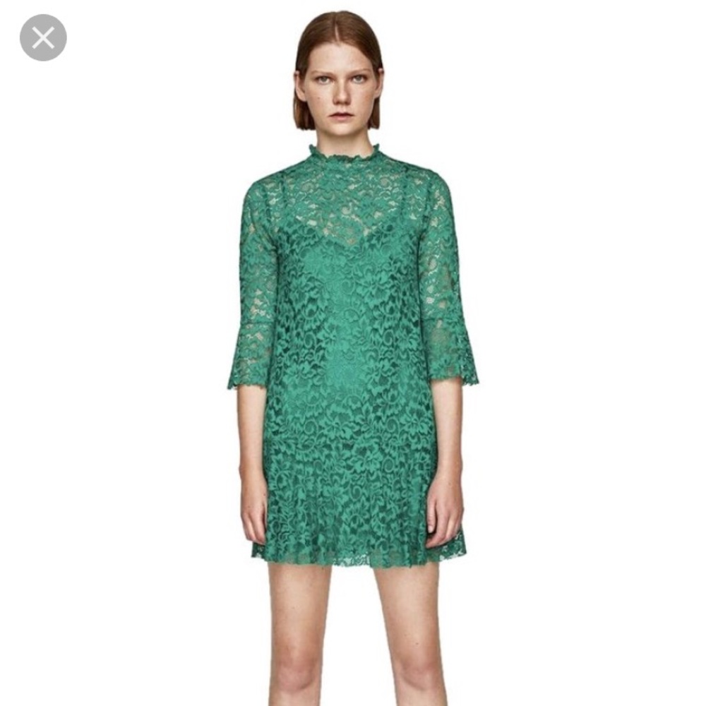 GOING SOON Zara Green Lace Cocktail Dress